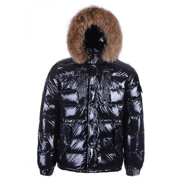 Moncler Nero Fur Cap and slash caldo Uomo Cappotti uscita